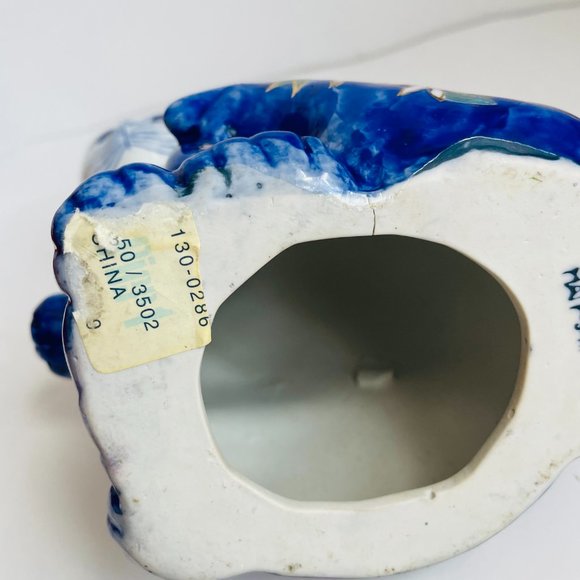 Vintage Hand Painted Porcelain Decorative Blue Sitting Cat Figurine 8” - Picture 12 of 12